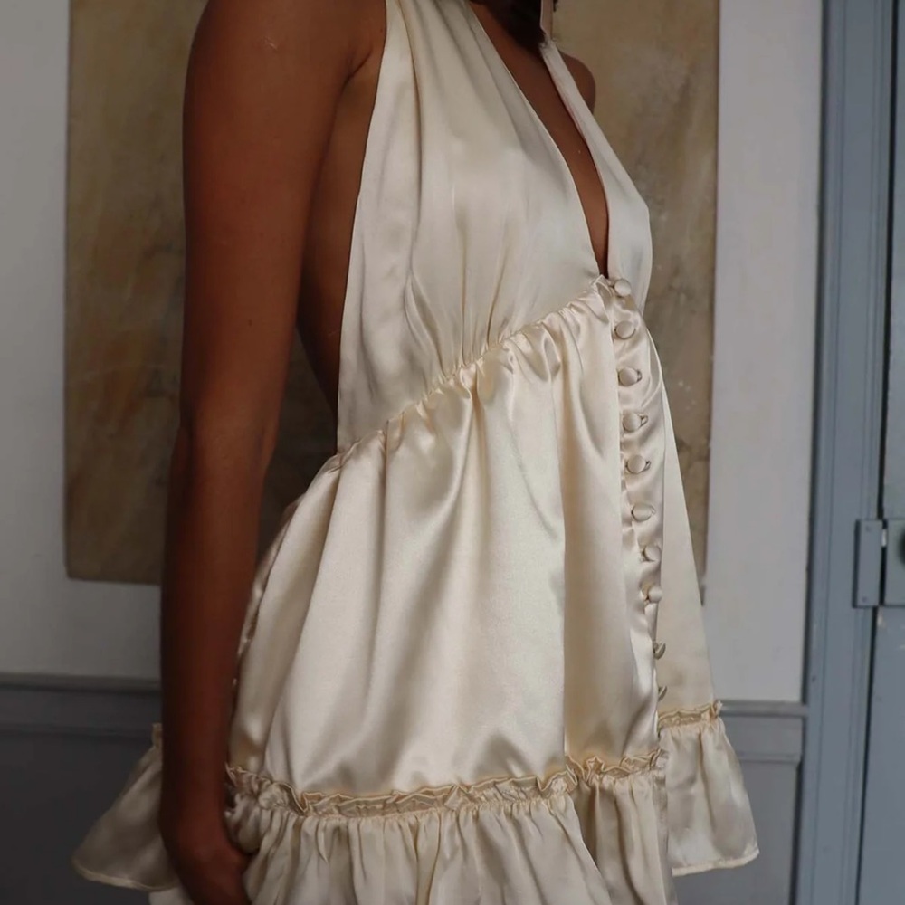 Halter Cream Mini Dress like fait par foutch - Picture 6 of 10